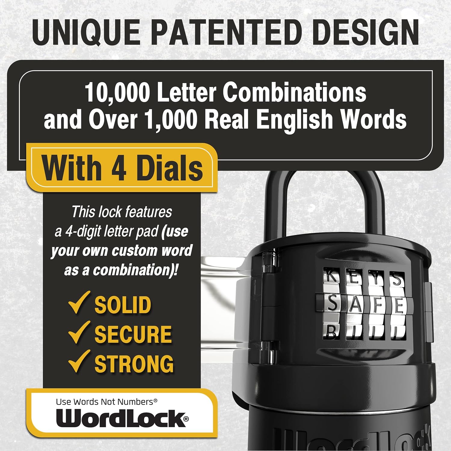 WordLock Key lock box – large capacity Secure Realtor Storage Lockbox with 4 Letter Word combination - Indoor / Outdoor Use for surfers, beach and sports