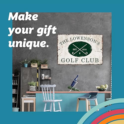 Miniatura 2 de Letrero de metal para habitación de club de golf de aspecto vintage personalizado (8 x 12 pulgadas)