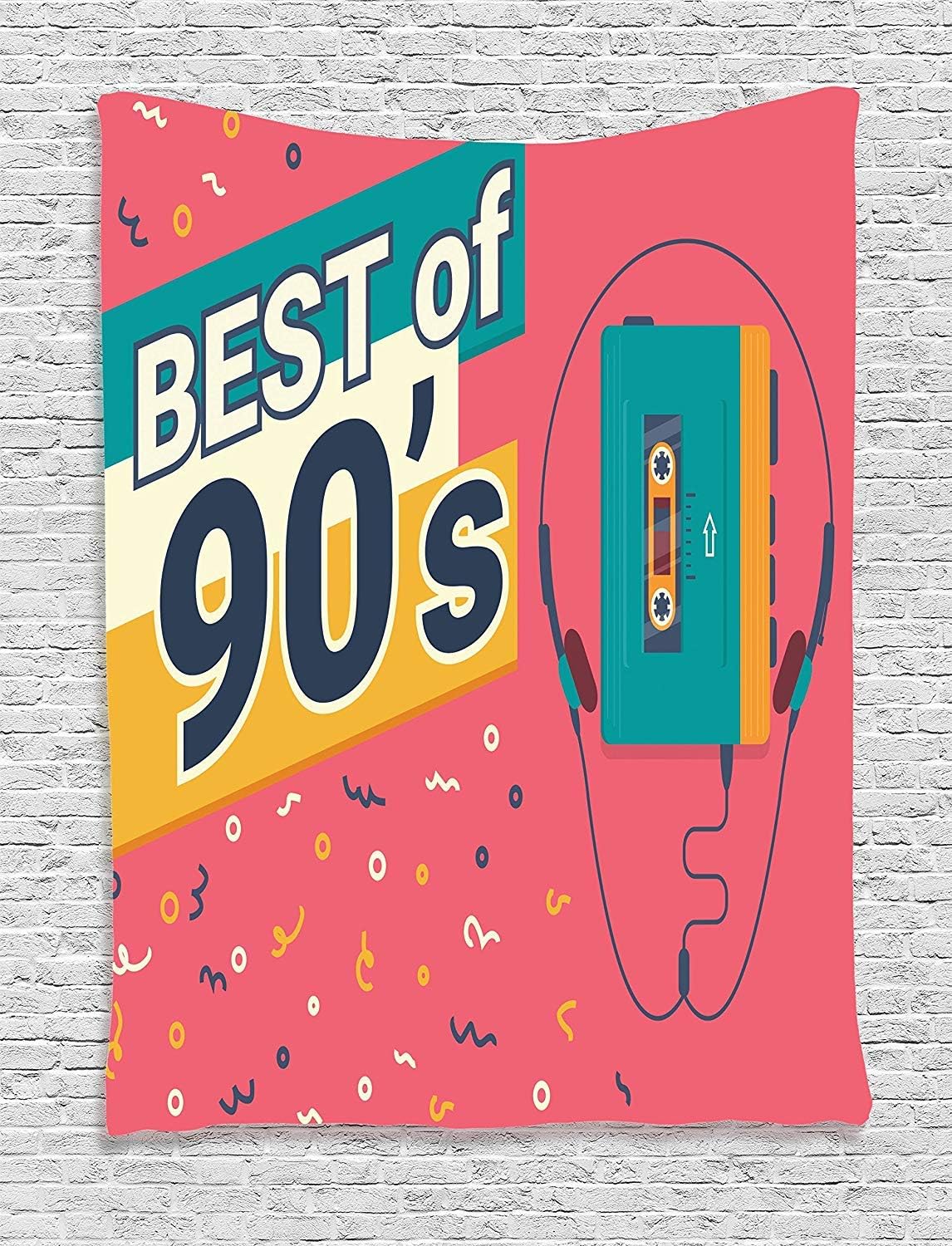 Ambesonne NYC Tapestry, Manhattan Offices High Tower Traffic Busy Urban Life Windows District View Quartz Toned Night Time Print, Wall Hanging for Bedroom Living Room Dorm, 60" X 80", Yellow Purple