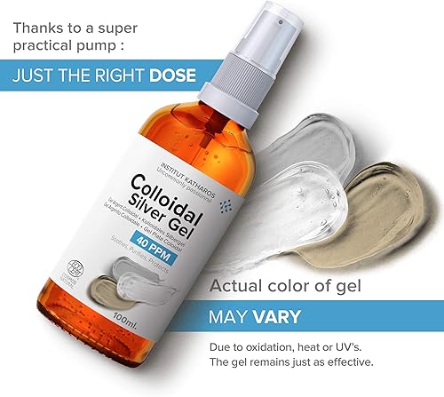 Miniatura 3 de Gel de plata coloidal pura 40 PPM • 100% natural y solo 3 ingredientes • Textura y absorción óptimas (mejor que las cremas) • Vidrio ámbar y bomba