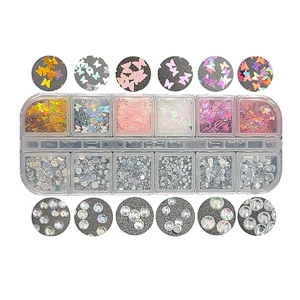 S.A.V.I 1PC. DIY Nail Art 12 Different Sequins Colorful Butterfly Paillette Glitter Style Manicure Flakes (Butterfly Love Series), Multi Color
