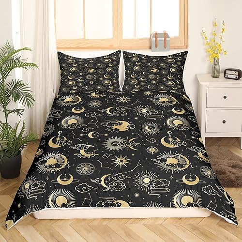 Miniatura 8 de Erosebridal Juego de funda de edredón ondulada abstracta tamaño individual, juego de ropa de cama estética de los años 70S y 80S, remolino retro,