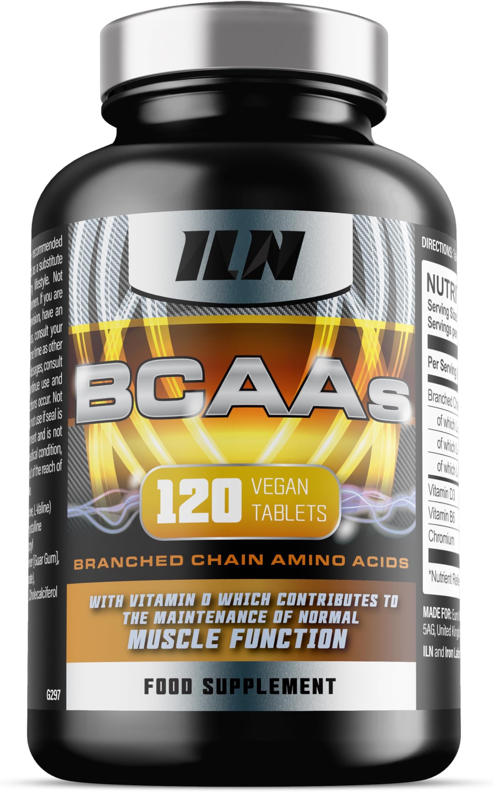 BCAA Tablet - BCAAs (120 Tablets) - 2400mg BCAAs per Serving - BCAA Amino Acids with Vitamin D for Normal Muscle Function - Suitable for Vegans & Vegetarians