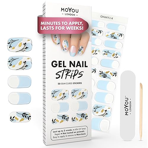 Tiras de uñas de gel semicuradas, 20 unidades. Envolturas de uñas de calidad de salón para mujeres, funciona con cualquier lámpara UV, larga