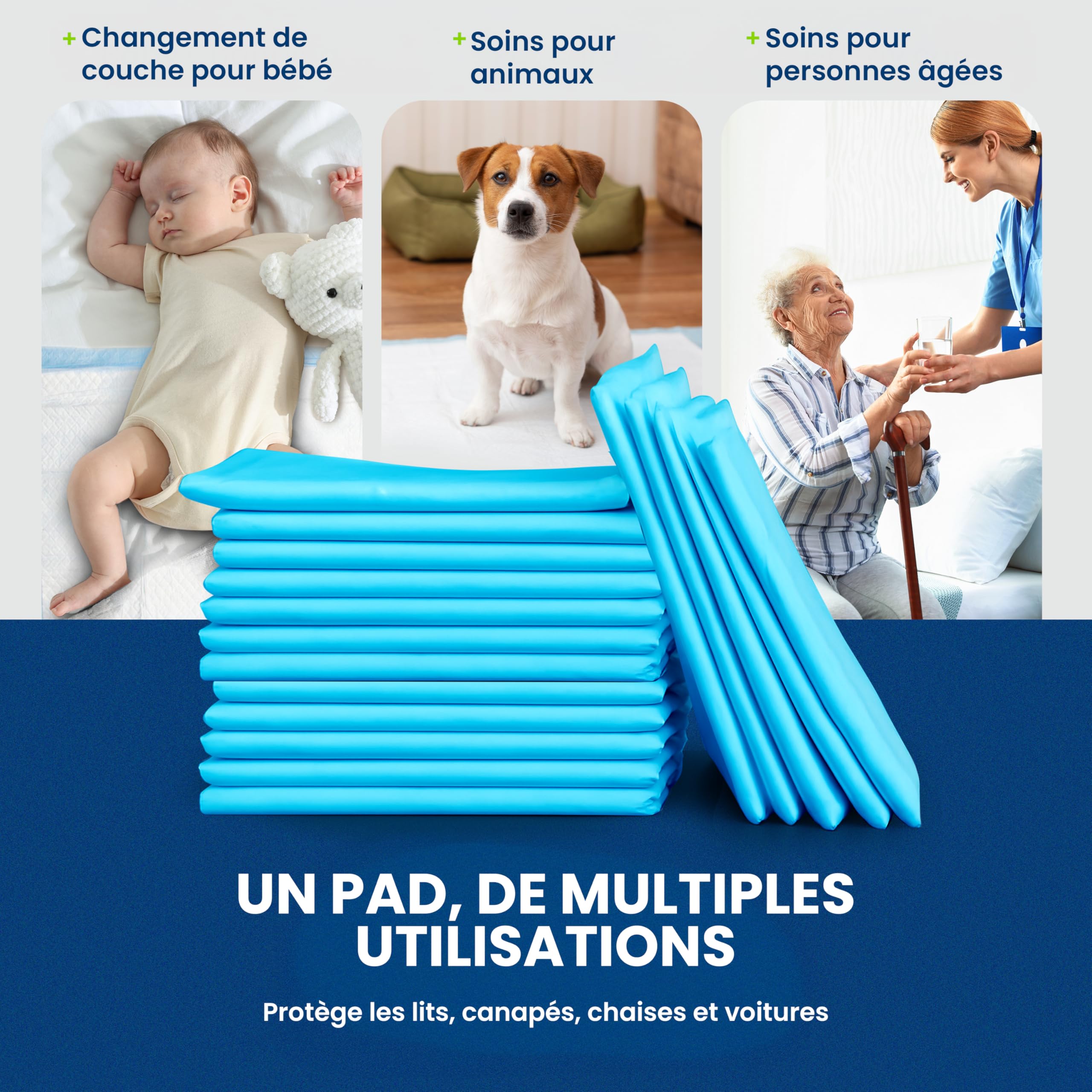 Alèses d’Incontinence jetables 50 pièces – Format XL 60 × 90 cm, alèses absorbantes avec Protection Anti-fuites