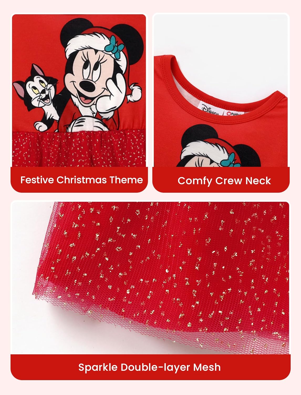 Disney Frozen Elsa Princess Cinderella Ariel Jasmine Rapunzel Baby/Toddler Dress, Ruffle Long-Sleeve Mesh Overlay Tulle Dress - Image 5