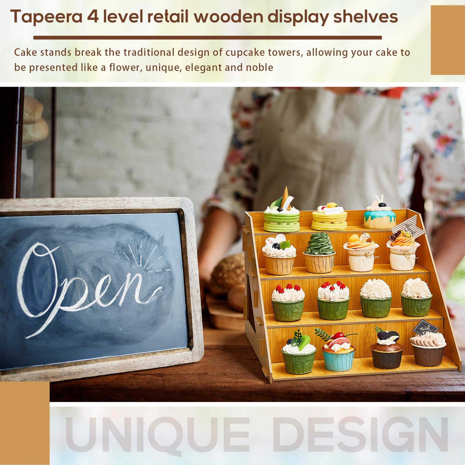 Fair Display Rack Snapklik.com : Roshtia 2 Pcs 4 Tier Retail Wooden Display Riser Wood ...