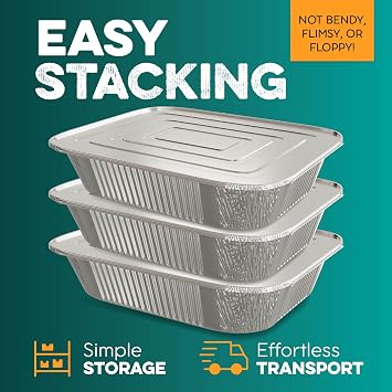 Aluminum Pans With Lids 9x13 [30 Sets] Aluminum Foil Pans Trays With Lids - Half Size Tin Foil Disposable Pans For Baking, Roasting, Cake Serving Dishes, Catering Supplies, Steam Table Chafing