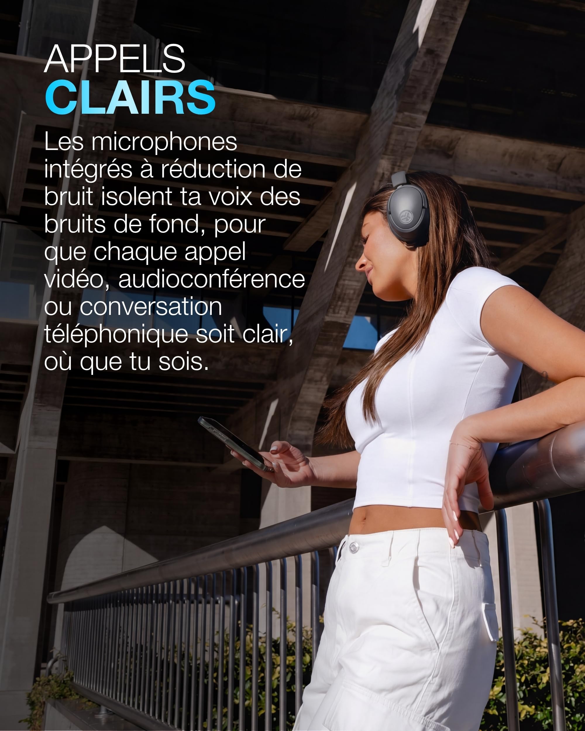 JLab JBuds LUX ANC Casque Audio Bluetooth sans Fil Anti Bruit - Casque Réduction de Bruit Active Supra-Auriculaire avec Micro pour Musique et Voyage, 70+ H d'Autonomie, Pliable, Graphite