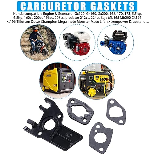 Miniatura 5 de JINGKE Juntas de carburador compatibles con Honda GX200 y Clones Coleman Predator 212cc Ct200u Bt200x 159cc 196cc 224cc etc. 5 paquetes (para motor)
