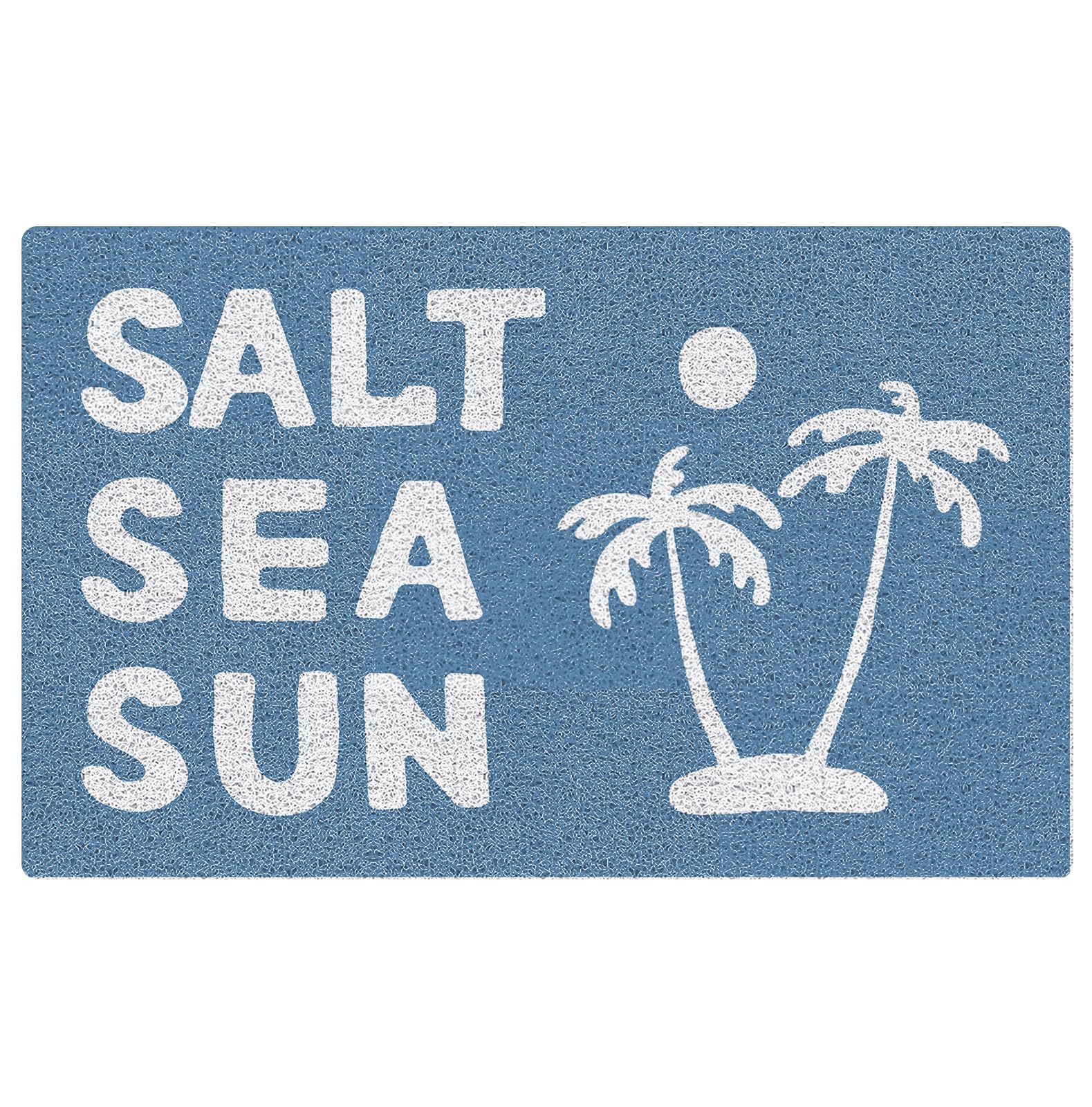 KRHFG Blue Coconut Tree Beach Door Mat, Salt Sea Sun Doormat Bathmat for Home Bathroom Indoor Outdoor Entrance Porch, Coastal Beachy Nautical Welcome