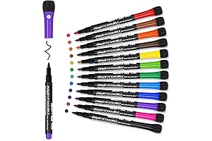 Magnetic Dry Erase Markers Fine: 12 Colors Erasable Whiteboard Markers