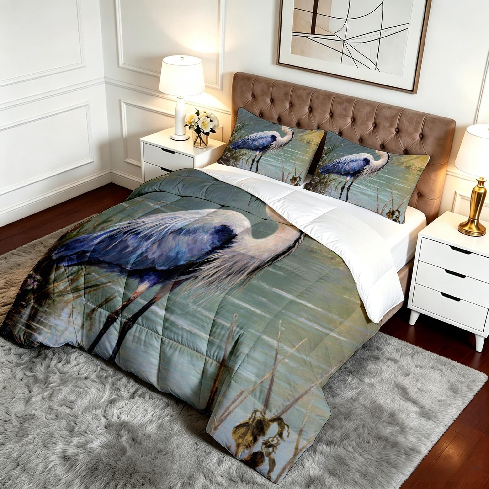 Grandi Dimensioni Piumino 260x240 cm Gru 3D con 2 Federe-A42