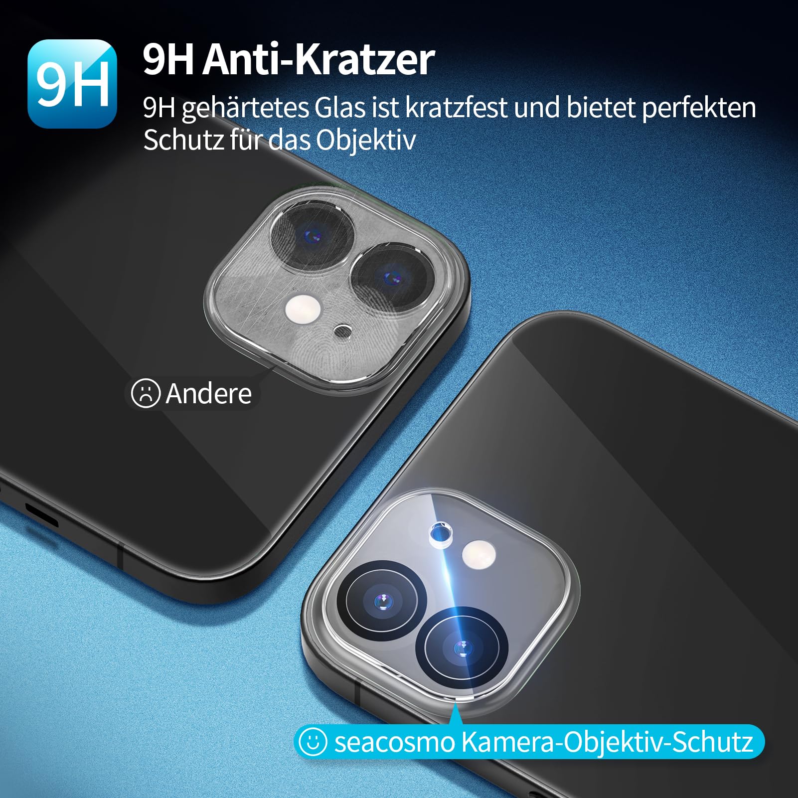 seacosmo für iPhone 12 Mini Hülle mit eingebautem Panzerglas Displayschutz und Kamera Schutzfolie [9H HD], 360 Grad Handyhülle Ganzkörper Stoßfeste iPhone 12 Mini Case - Schwarz