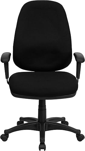 Miniatura 6 de Flash Furniture Silla de oficina ergonómica giratoria ejecutiva de tela negra con respaldo alto con brazos ajustables