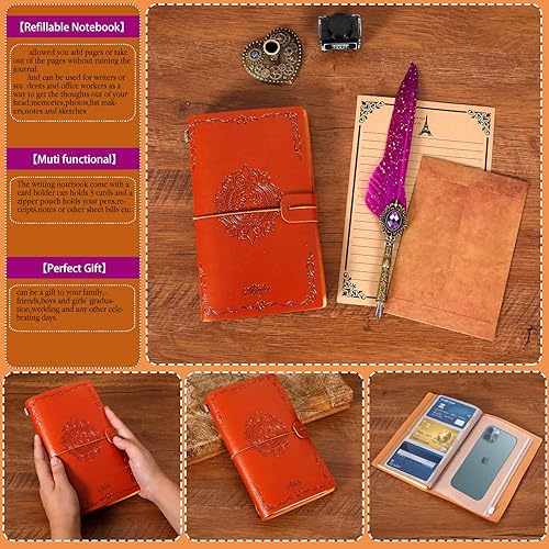Miniatura 5 de Aifeiter Juego de tinta de plumas, bolígrafo y tinta para cuaderno, juego de pluma y tinta, juego de sellos de cera, juego de bolígrafos de