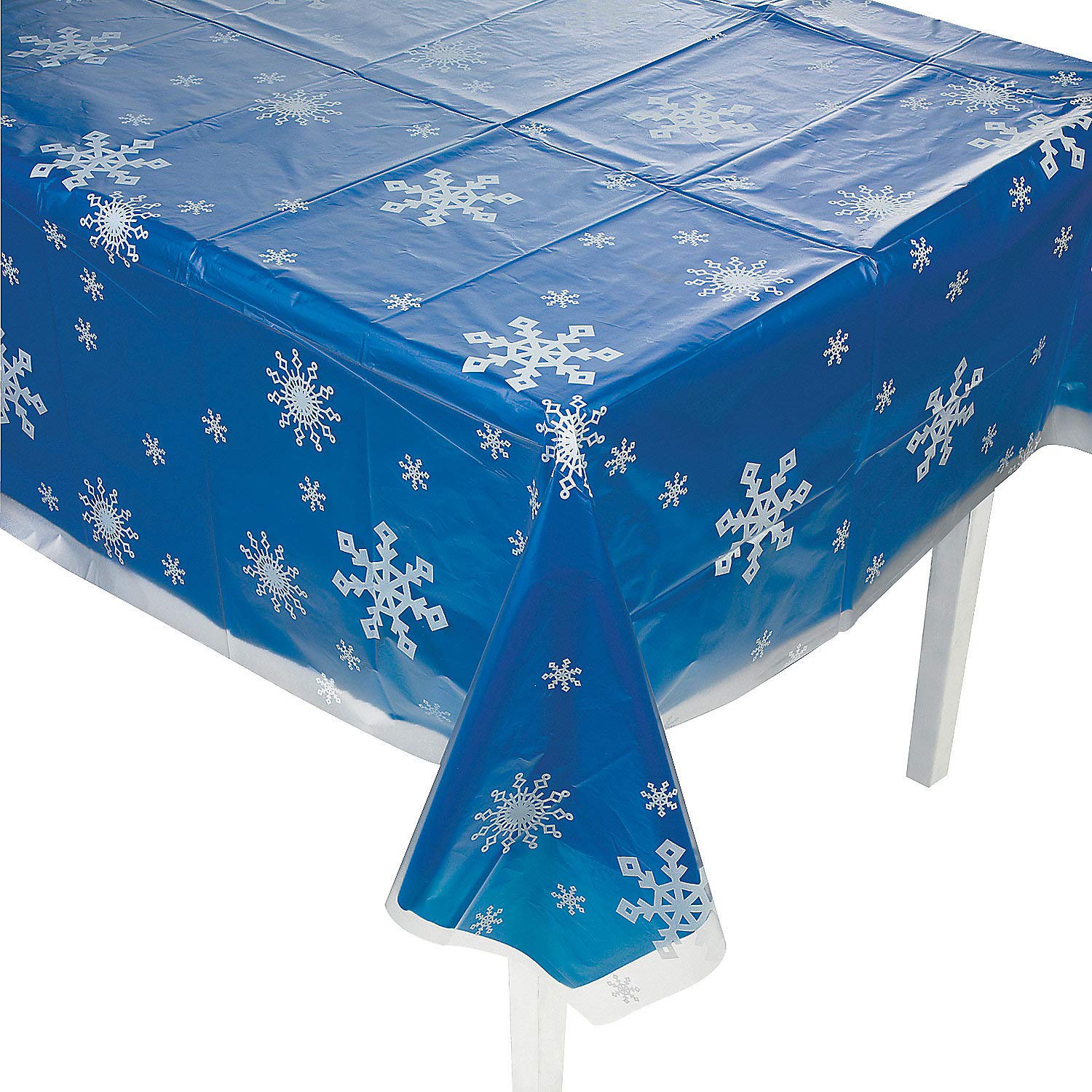 CLEAR SNOWFLAKE PRINT PLASTIC TABLECOVER - Party Supplies - 1 Piece