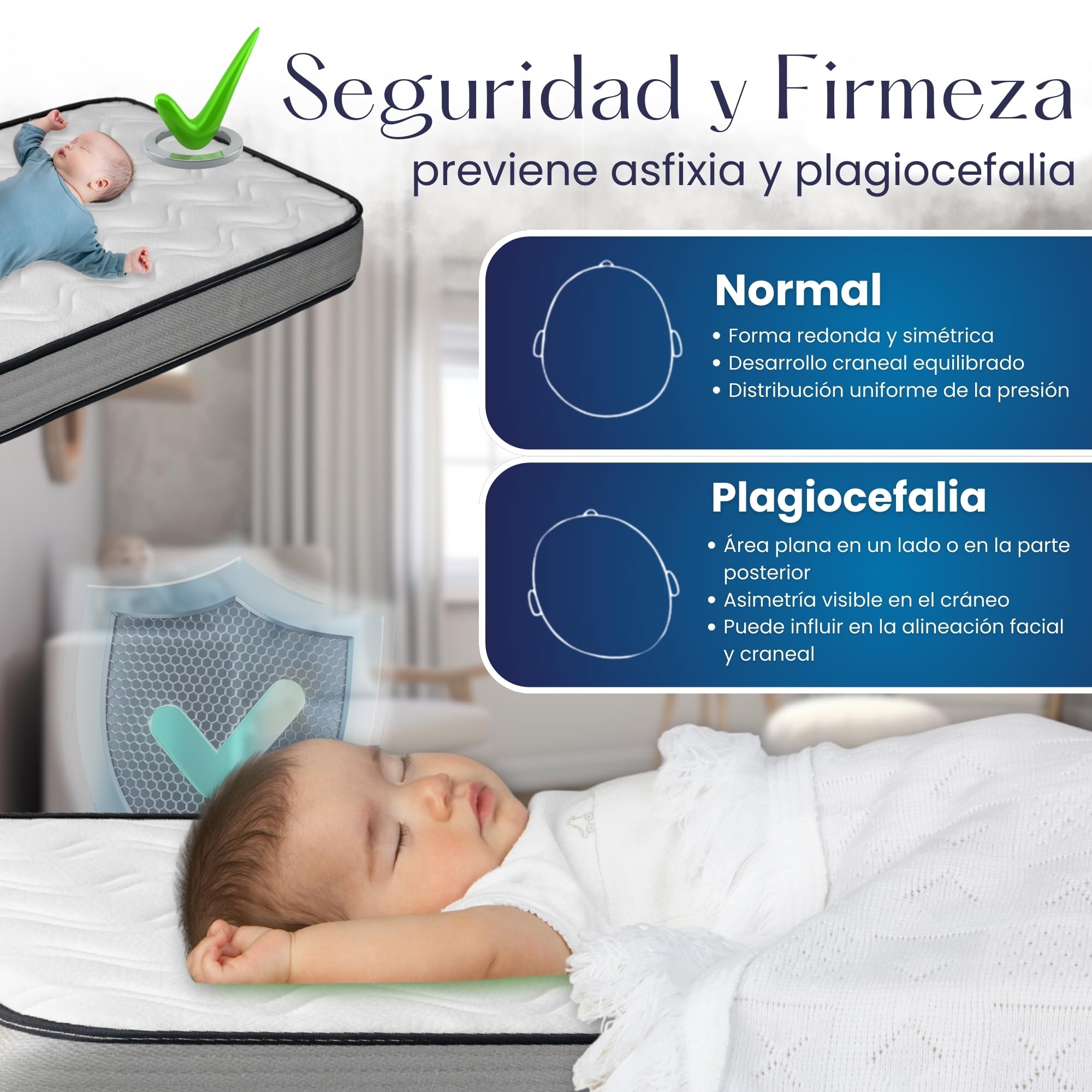 P PARVULÍ PARVULI Colchón Cuna Bebé 117x57 cm - Doble Cara Verano/Invierno - Viscoelástico + HR - Transpirable y Antiaxfixia - Certificado Oeko-Tex