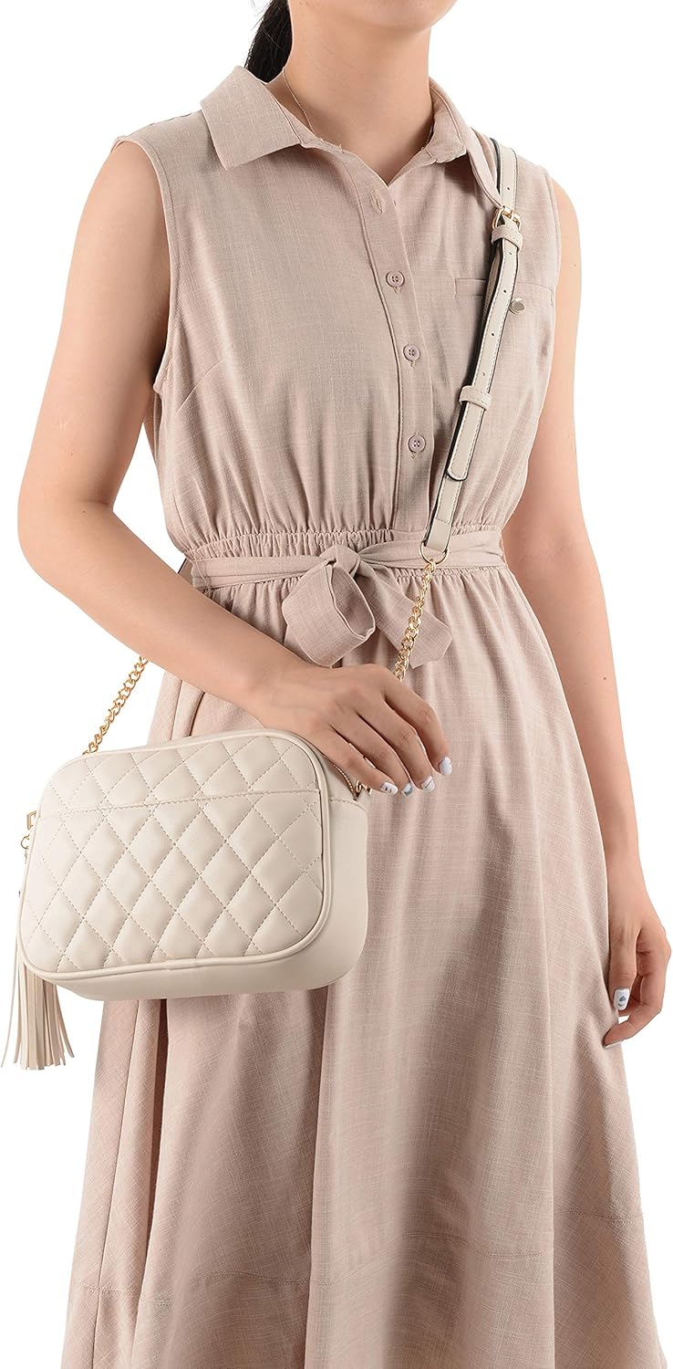 lola mae Quilted Crossbody Bag, Medium Lightweight Shoulder Purse Top Zipper Tassel Accent - Image 7