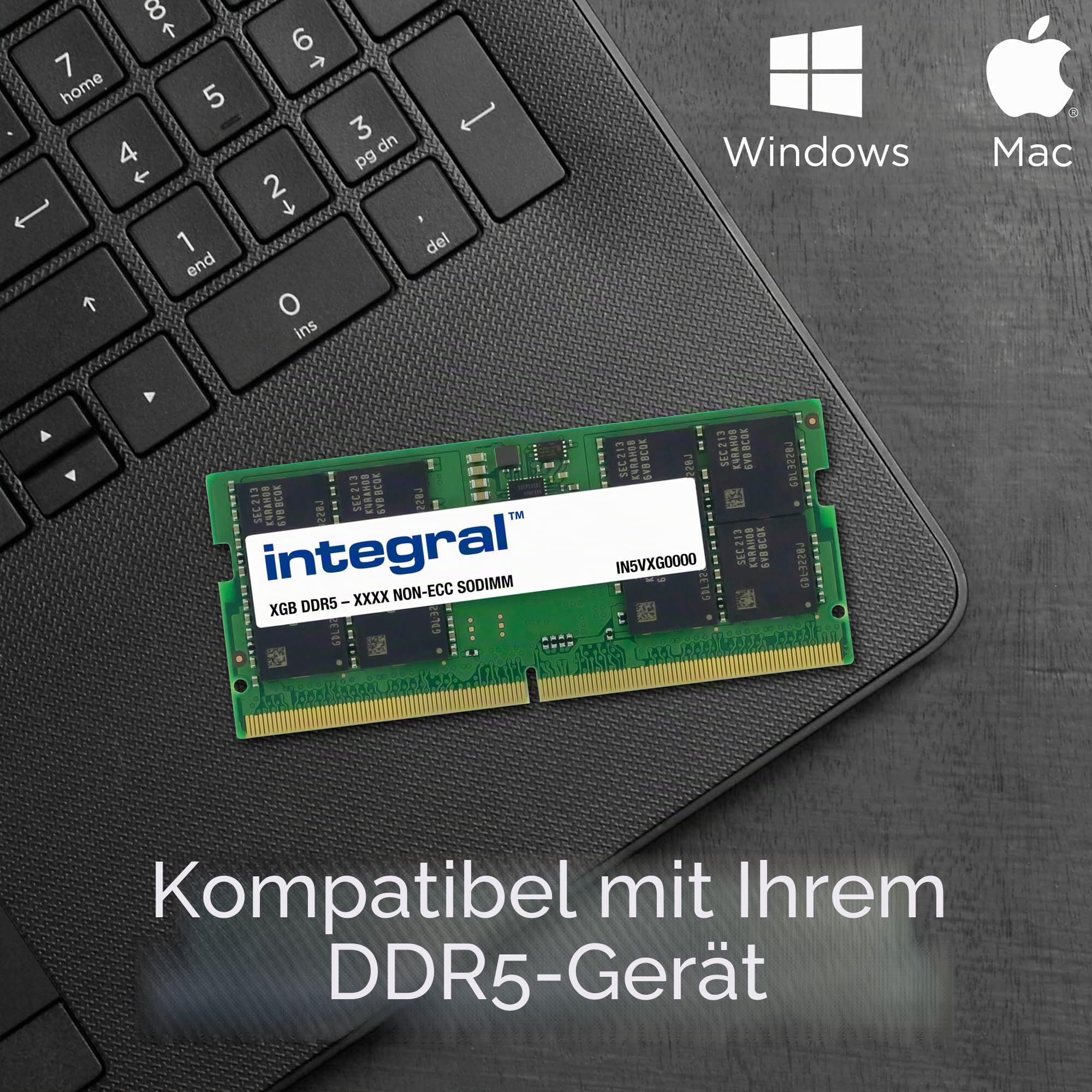 Integral 8GB DDR5 RAM 4800MHz SODIMM Laptop Notebook MacBook Arbeitsspeicher-Modul