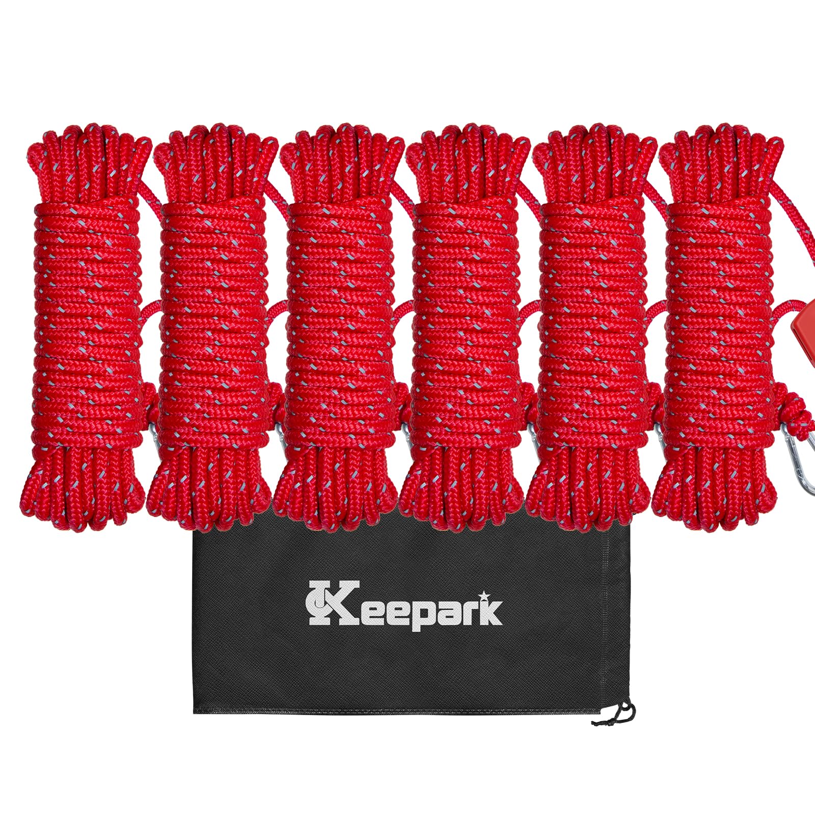 ZZ-TMS Camping-Seil, Abspannleine, Spannseile mit Ratschensystem, Rot, 4 mm x 4 m, 6 Stück