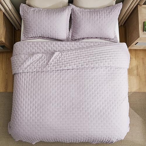 Vista 134 de Bedsure - Juego de colcha tamaño individual extralargo, ultrasónico suave, diseño de trébol, colcha ligera para todas las estaciones