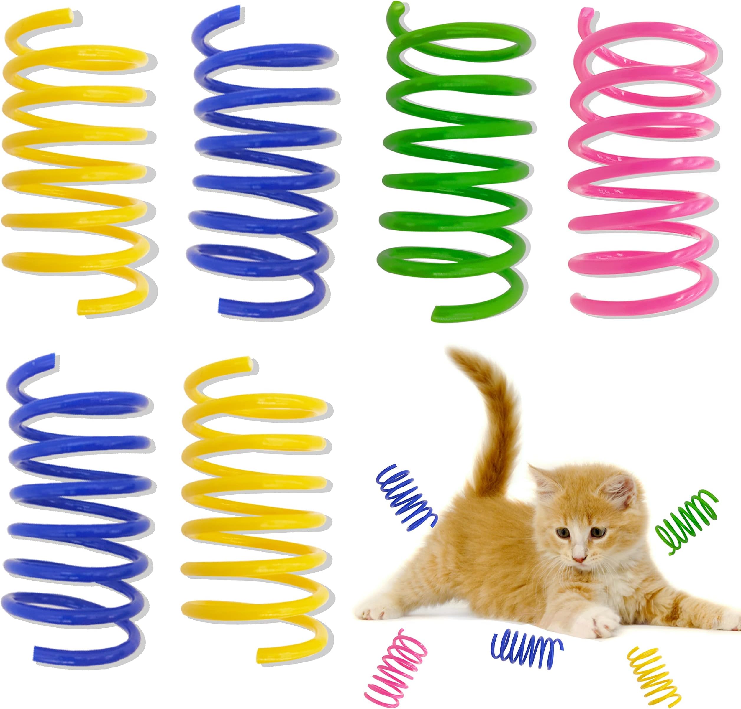 Cat Spring Toys for Indoor Cats 30 Packs, Colorful Plastic Spring Coils Attract Cats to Swat, Bite, Hunt, Interactive Toys for Cats and Kittens