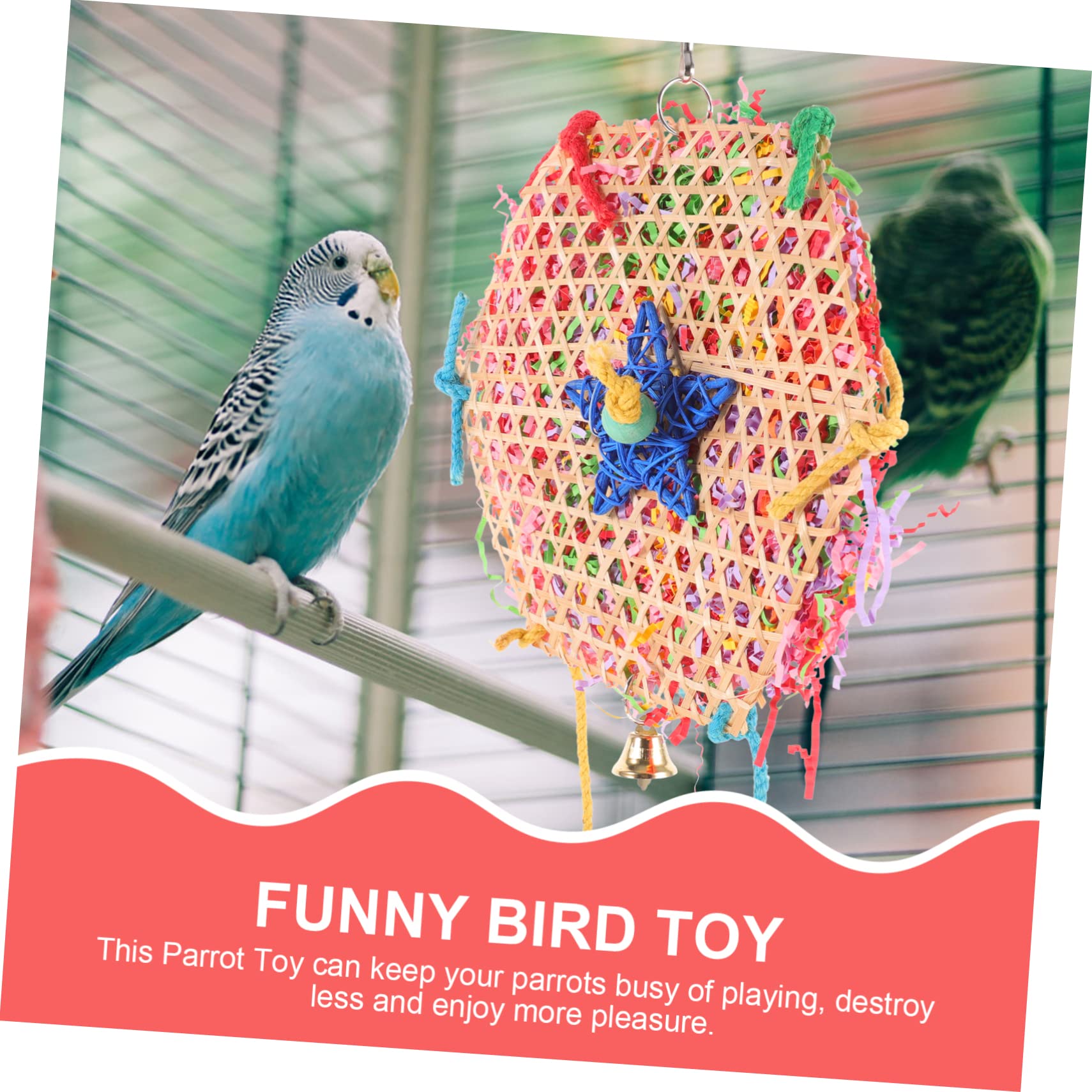 FRCOLOR 6piezas Juguete Colgante para Pájaros Juguete Divertido para Periquitos y De Masticar Natural De Cuerda para Jaulas De Aves para Mascotas