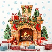 Vista 1 de Calcomanías de Pared Grandes para Chimenea Removibles Calcomanías de Pared de Navidad Despegar y Pegar Calcomanía Mural de Chimenea Árbol