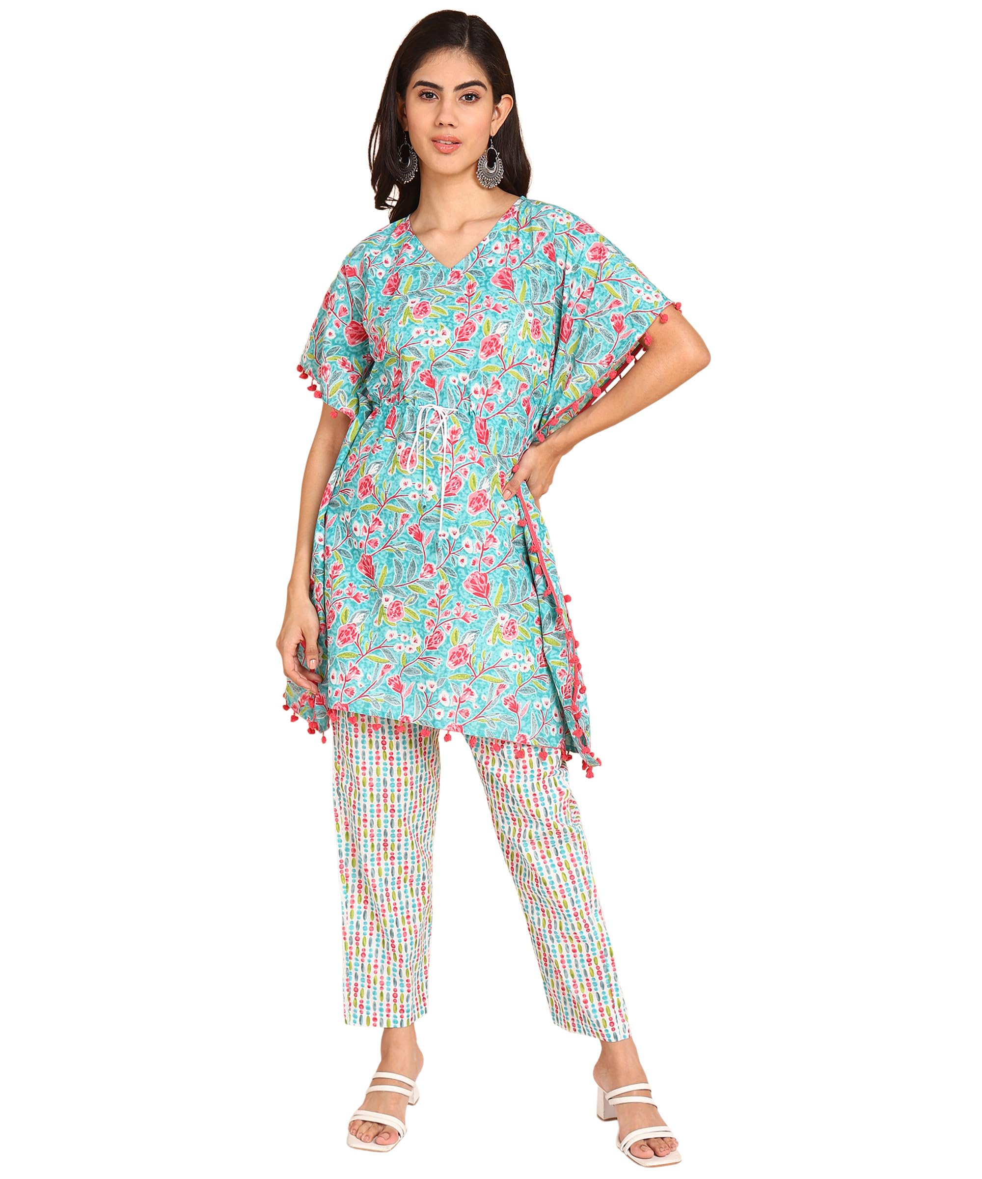 blocks of india Coords Set in Pure Cotton Kaftan Style Hand Block Print Co Ord Set for Women-picture-18