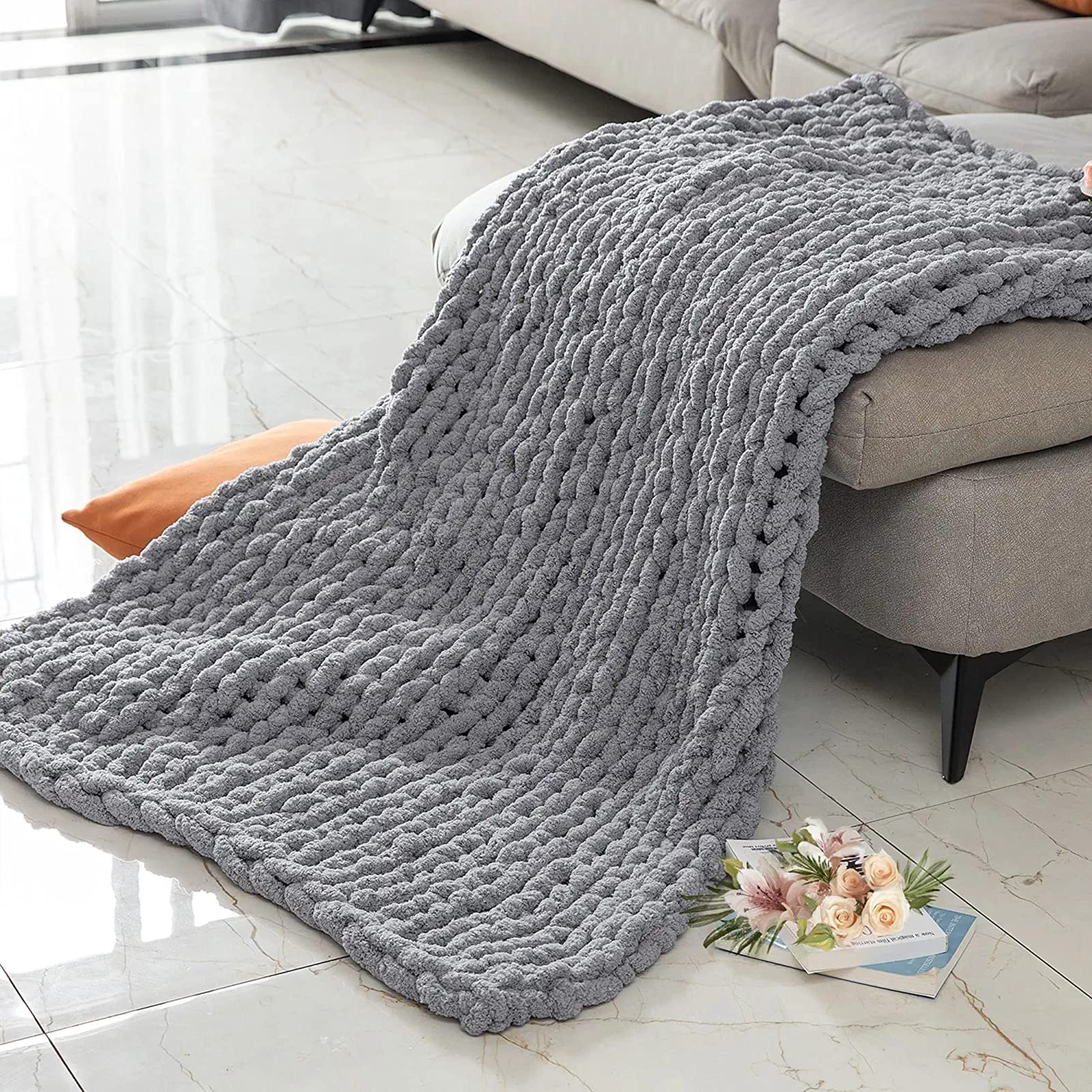 Chanasya Coperta Morbida In Maglia Testurizzata Con Nappe – 152x178 Cm, Grigia, Per Divano E Letto - 2
