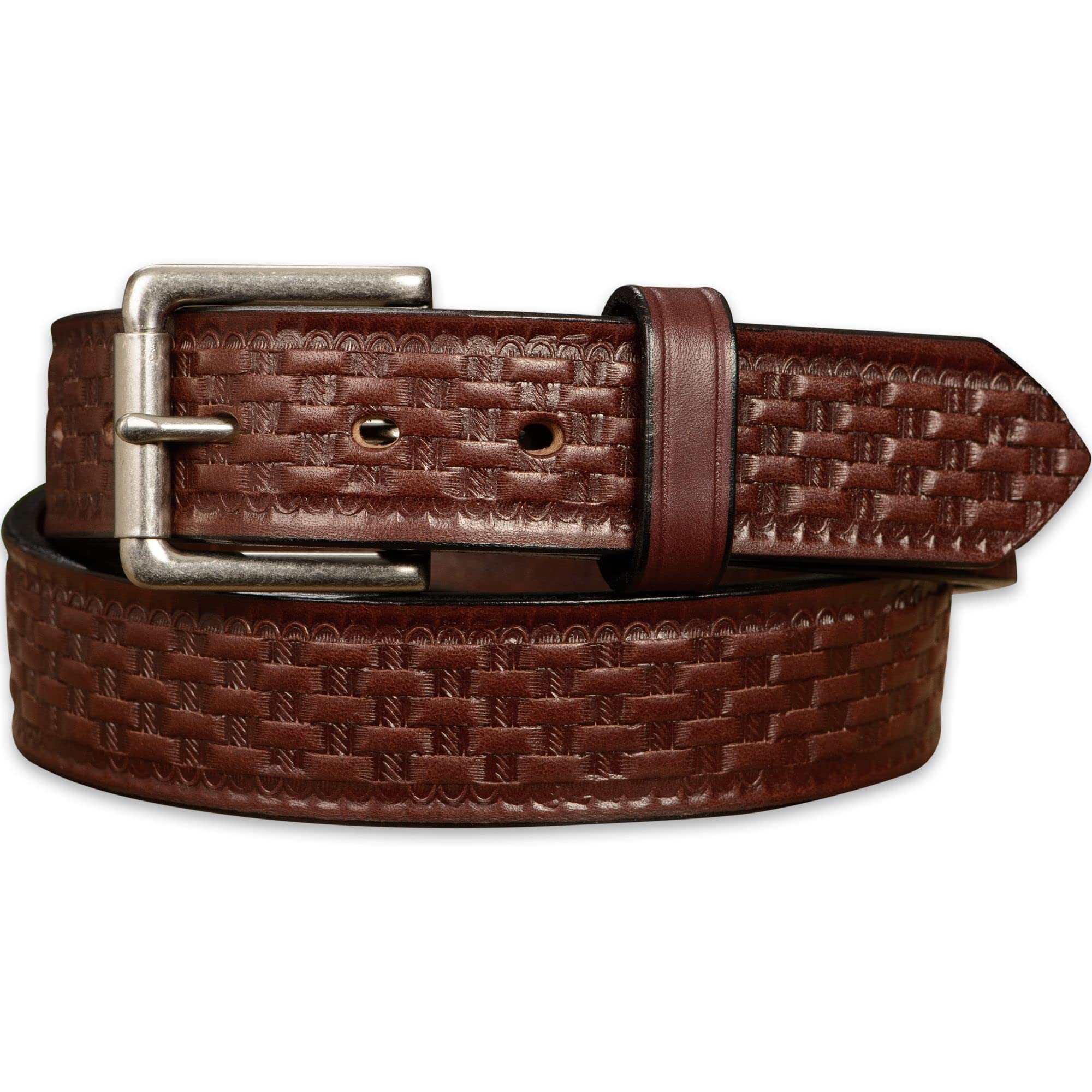 Bullhide Belts Mens Basket Weave Leather Belt, 1.50" Wide