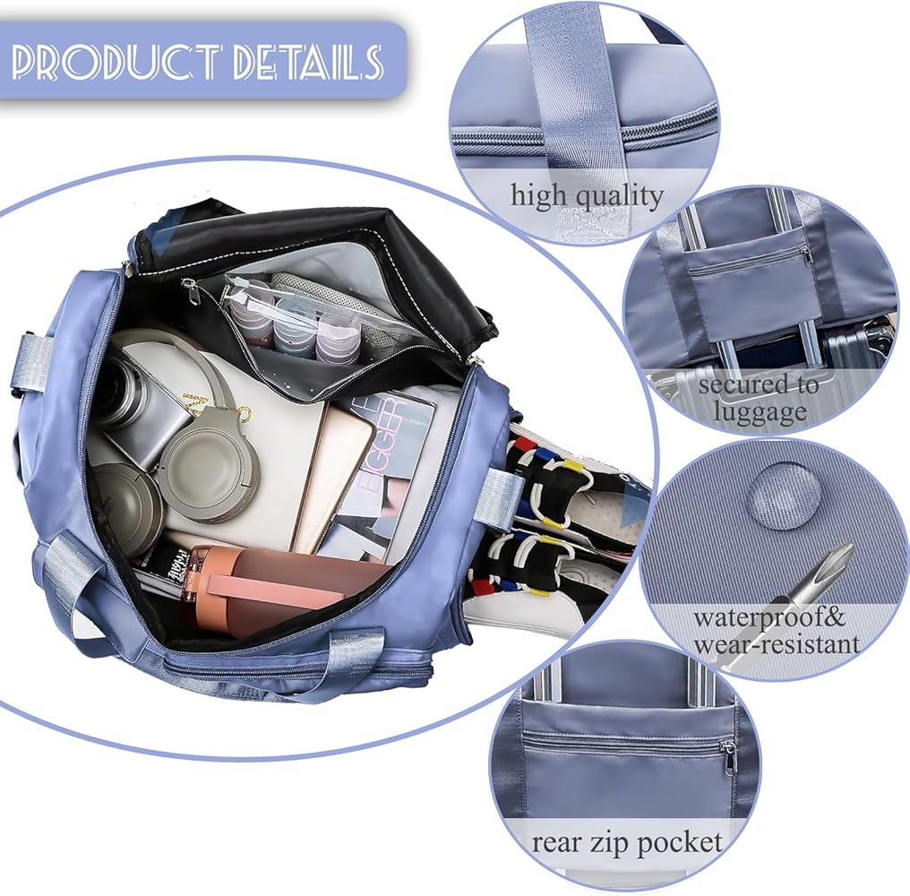 Borsone Sportivo Pieghevole 35L Impermeabile - Con Scomparto Scarpe E Separatore Bagnato/Asciutto, Per Palestra, Viaggi E Weekend