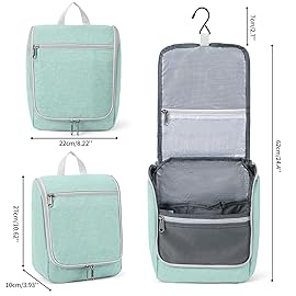 Della Gao Hanging Toiletry Bag for Men and Women, Portable Travel Makeup Bag Cosmetic Bag Toiletries Organizer, Bathroom Bag, Water Resistant Nylon - Green