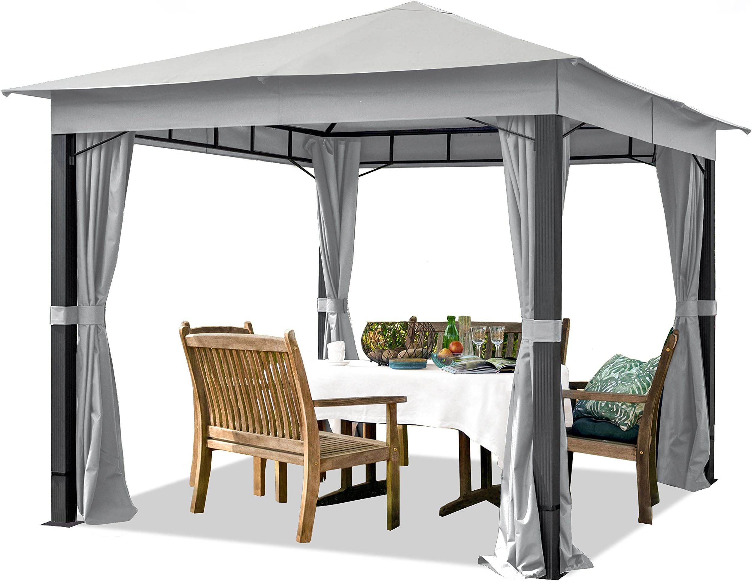 GSD Roma Gazebo Marquee Canopy In Grey - Aluminium, Heavy Duty 3 x 3m