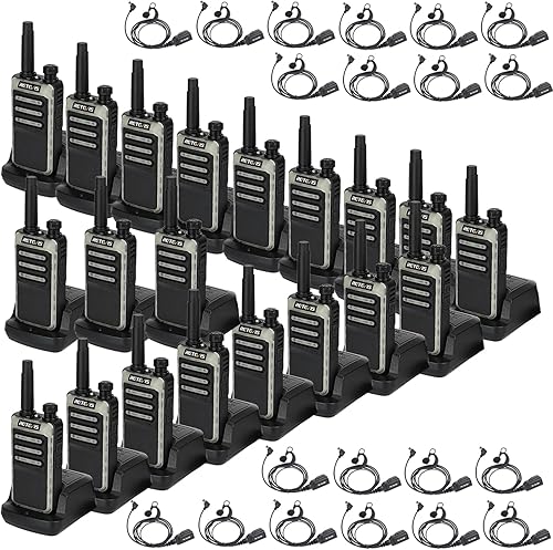 Retevis RB66 Radios bidireccionales FRS portátiles, Walkie Talkies de carga rápida con auricular y juego de micrófono, base de carga USB-C, radio