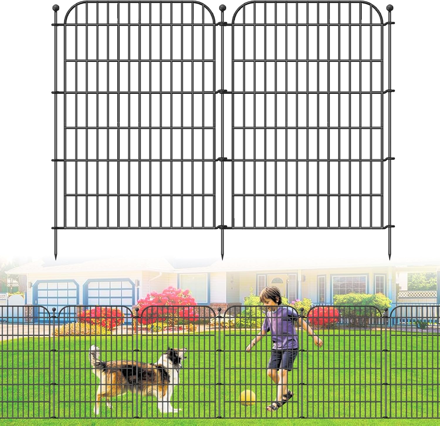 decorative garden fence, 10 panels 40 in(h) x 23.6 ft(l) rustproof metal wire no dig dog fence outdoor for yard, temporary tall garden fence animal barrier decor for yard & patio 10 panels - 40 in(h) x 23.6 ft(l)