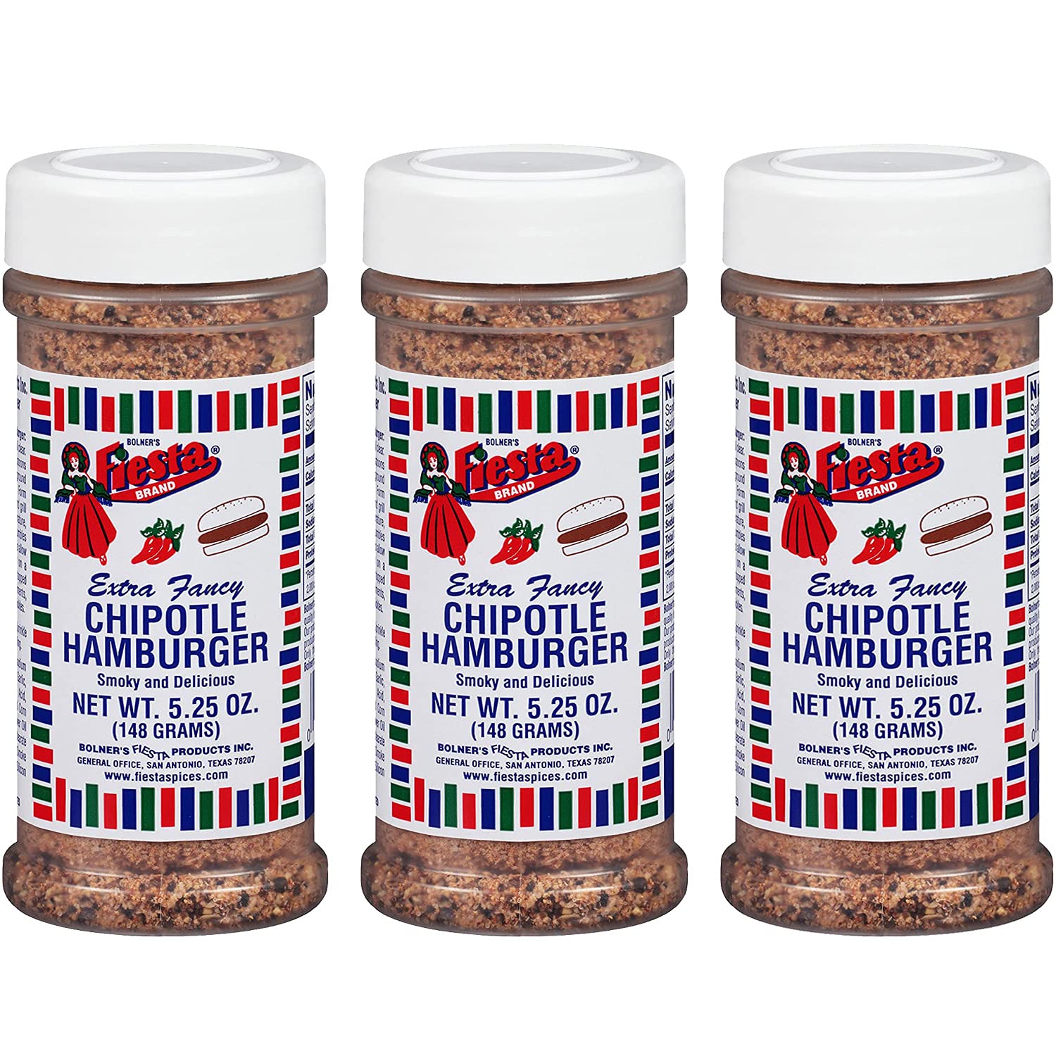 Bolner's Fiesta Mexican Seasonings & Spices 4.5oz - 7oz (Pack of 3) Choose Flavor Below (Chipotle Hamburger Seasoning 5.25oz)