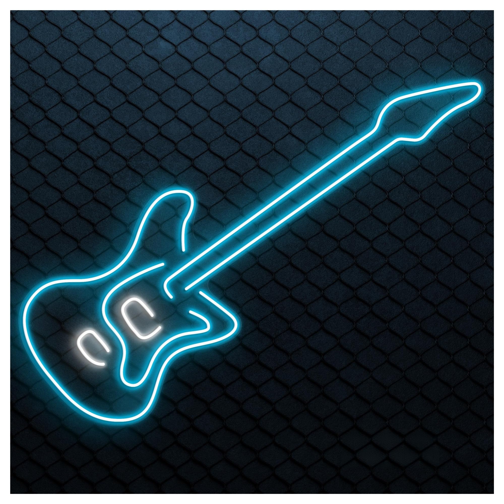 Hanging Art Neon Signs Guitar Neon Sign, Suitable For DJ Room Wall Decor With Brightness Adjustable 55cm(Ice blue)