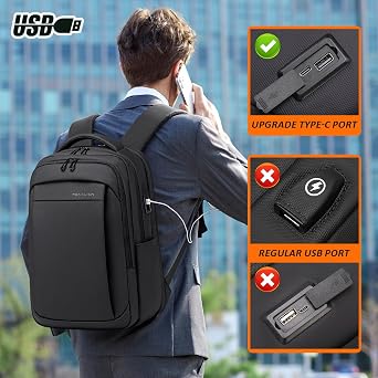FENRUIEN Laptop Backpack, Black