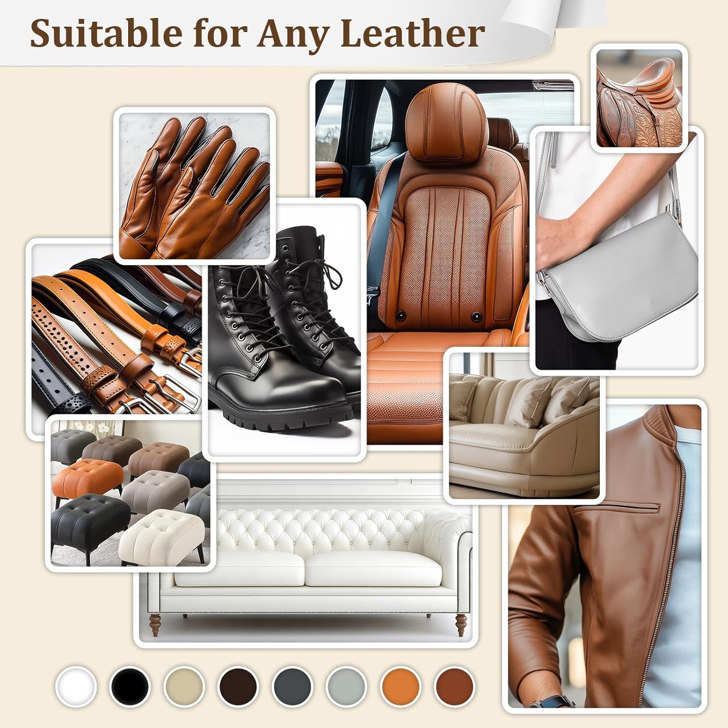2025 New Advanced Leather Recoloring Balm,Light Brown Leather Repair Kit for Furniture,Leather Dye Filler,Leather Color Restorer for Couches,Leather Scratch Remover for Car Interior - Image 5