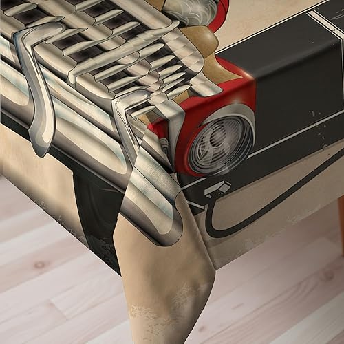 Miniatura 3 de Ambesonne Mantel de coches, estilo póster, imagen de estación de gasolina, elemento comercial, ruta 66, ilustración, impresión de ilustración, Beige