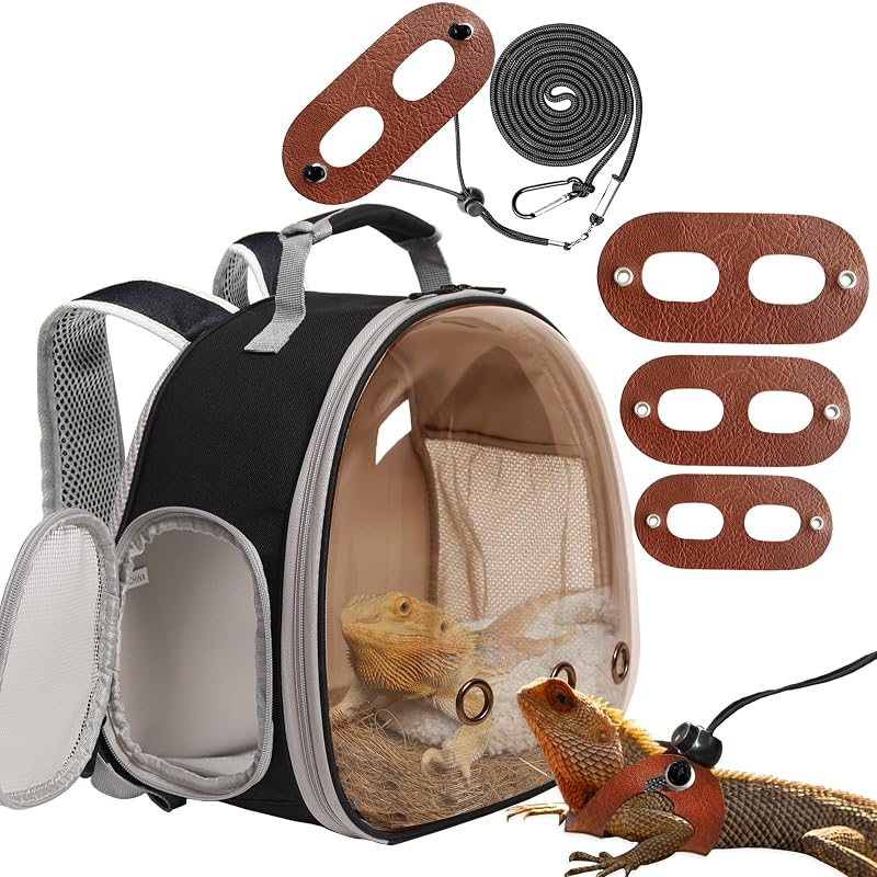 Mochila Transportadora para Pequenos Animais com Janela Transparente, Peitoral e Guia WEVONIGU Black-1