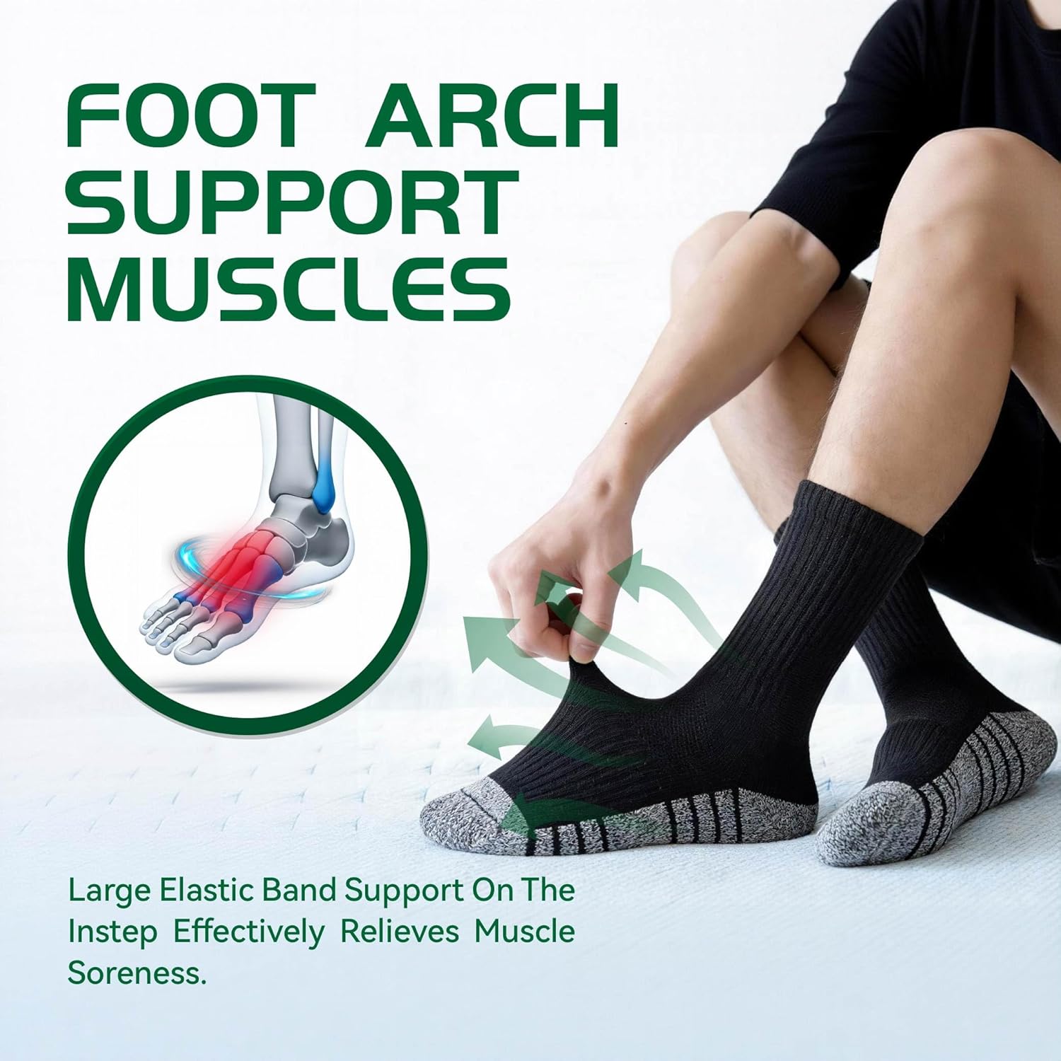 Men's Crew Socks, White Socks Men,Cushioned Cotton Athletic Arch Support Moisture Wicking,1-Pairs Premium Trial Pack - Image 5