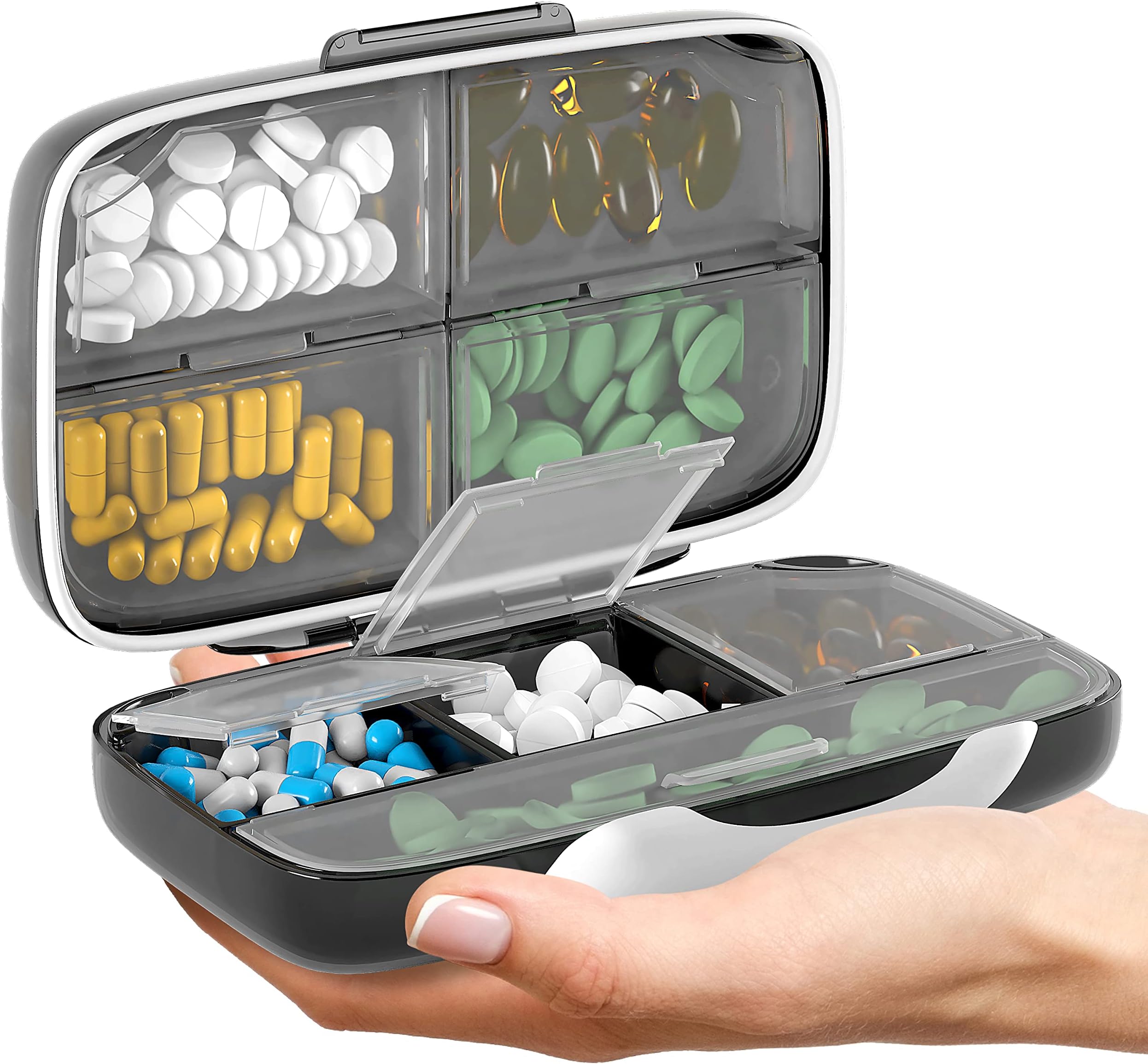 Weekly Travel Pill Organizer Moisture Proof,Oversize 7 Compartment Airtight Pill Box - View #7