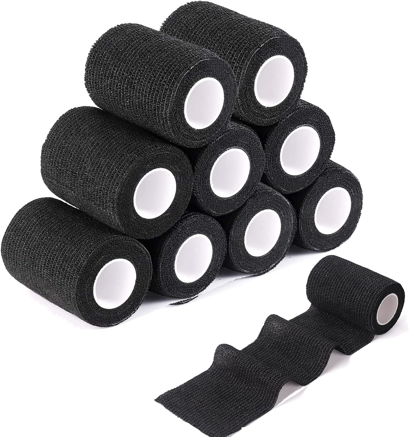 SYOSI Elastic Self Adhesive Tape, Self Adherent Cohesive Wrap Bandages, Athletic, All Sports wrap Tape, Breathable Wound Tape, Bandage Wrap for Wrist, Ankle, Pets (3 Inches X 5 Yards,10 Pack)