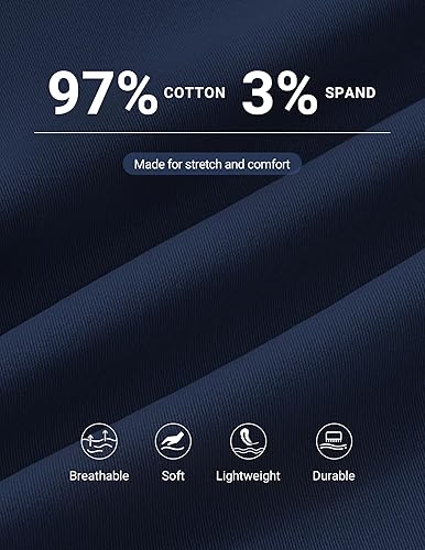 Miniatura 6 de COOFANDY Pantalones cortos cargo de sarga de algodón para hombre, con cordón elástico, cintura elástica, casual, con 5 bolsillos