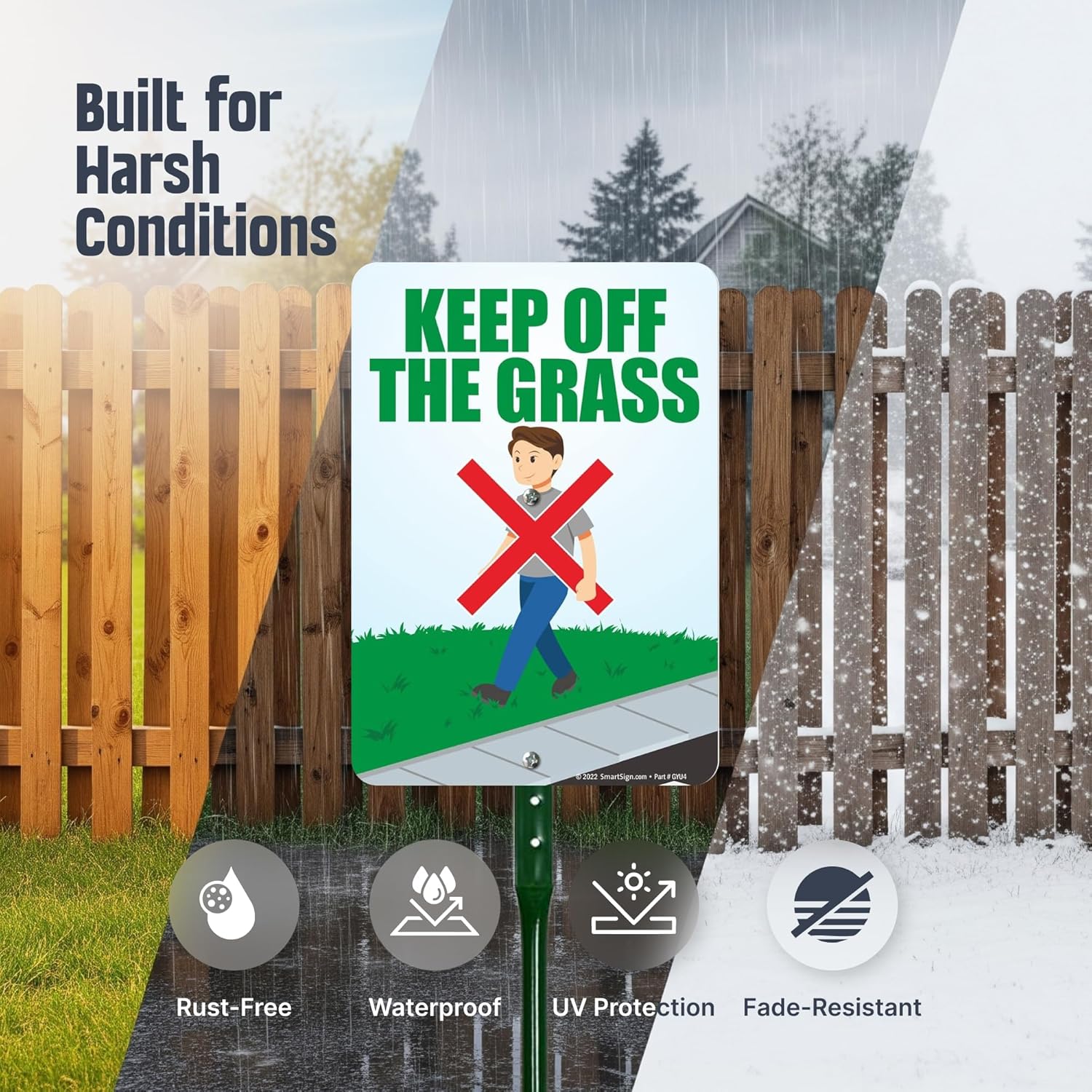 SmartSign 10 x 7 inch “Keep Off Grass” LawnPuppy Yard Sign with 18 inch Stake, 40 mil Laminated Rustproof Aluminum, Multicolor, Set of 1