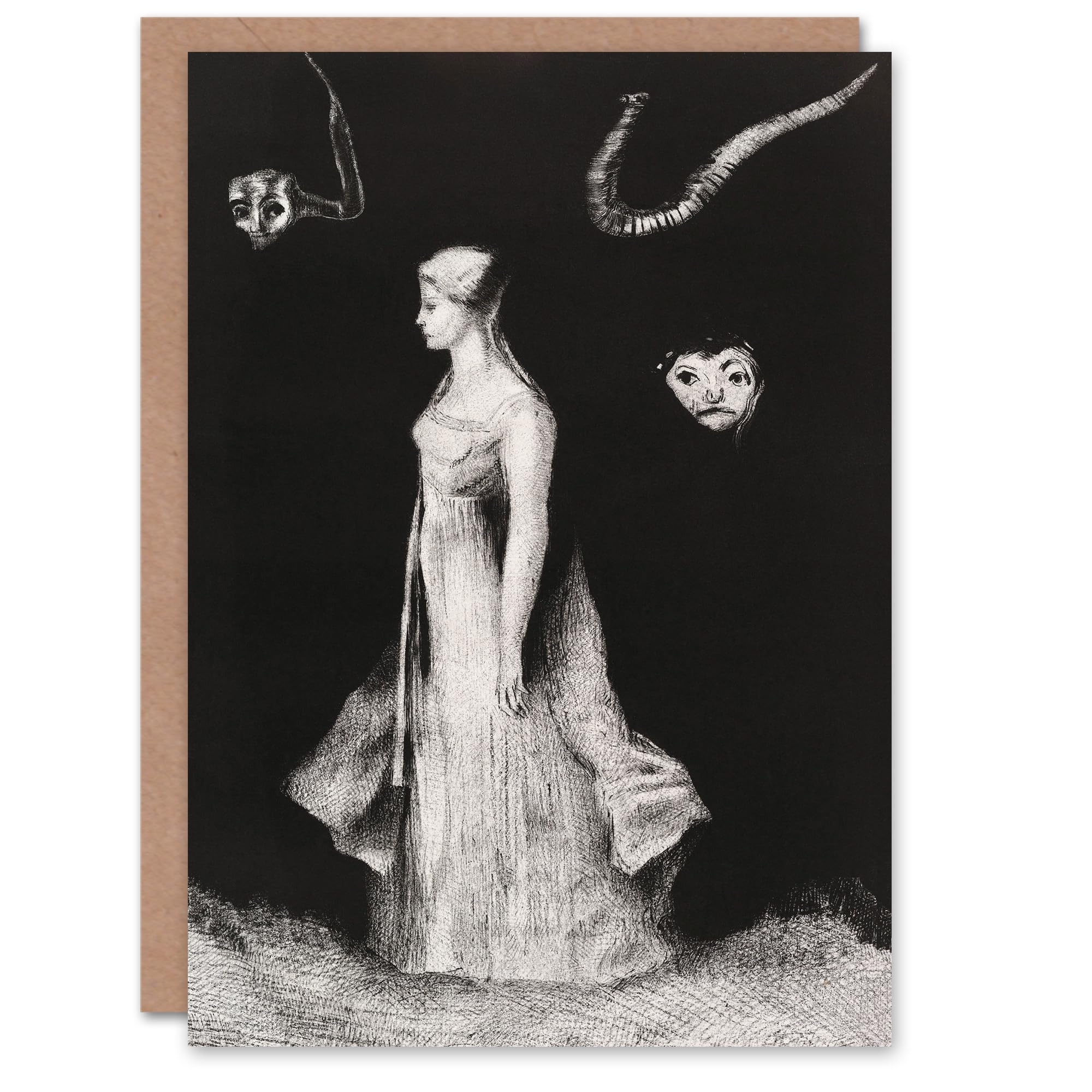 Artery8 Odilon Redon Art Card Haunting Ghostly Female Figure