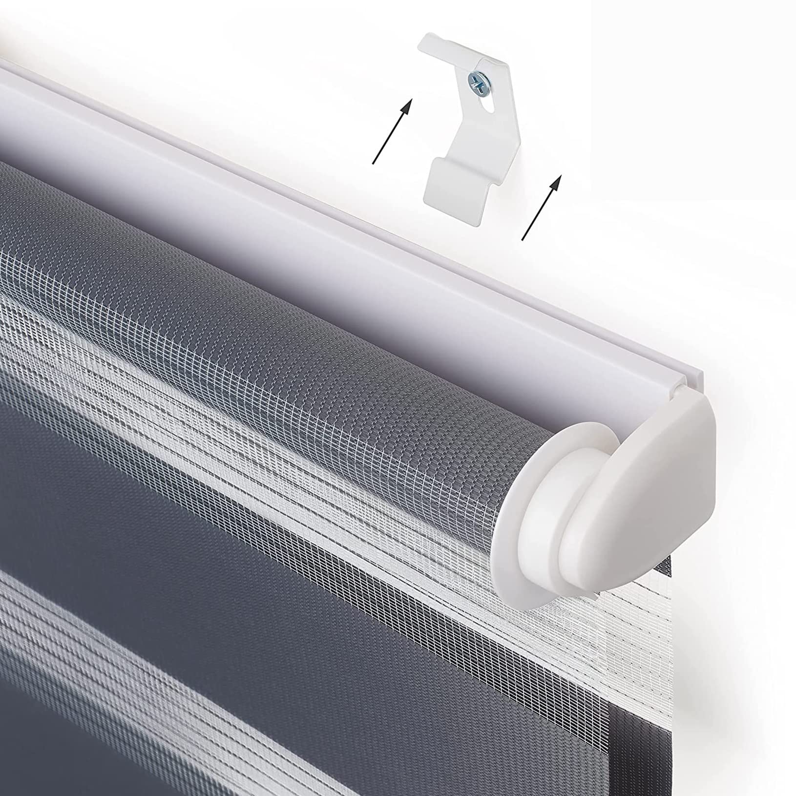 Persianas opacas impermeables de 95 x 200 cm, color gris oscuro, para día y noche, con accesorios, perfectas para baño y oficina